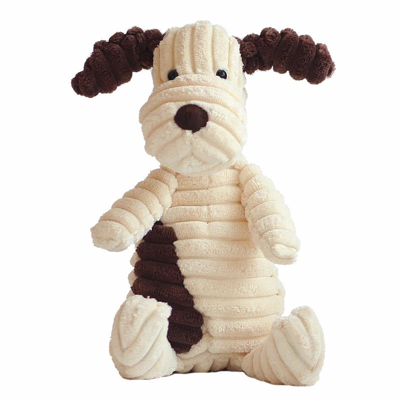 "Corduroy Squeaky Dog Chew Toy - Bite Resistant Puppy Toy for Small to Medium Dogs"