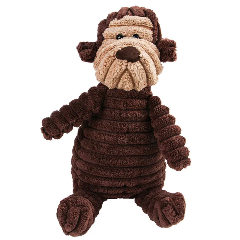 "Corduroy Squeaky Dog Chew Toy - Bite Resistant Puppy Toy for Small to Medium Dogs"
