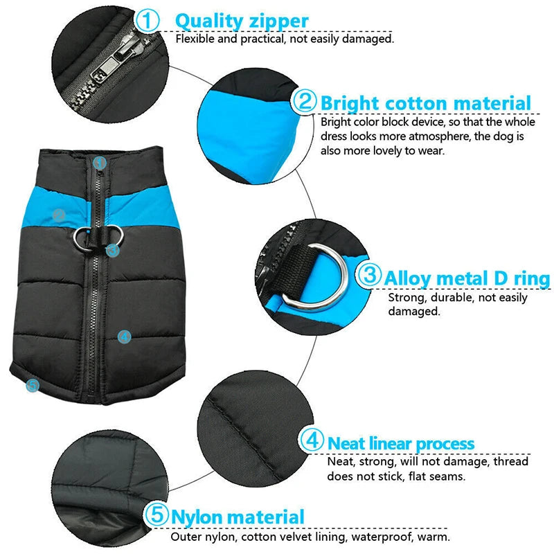 "Winter Warm Dog Vest Jacket - Insulated Pet Coat for Small to Large Dogs (S-7XL)"