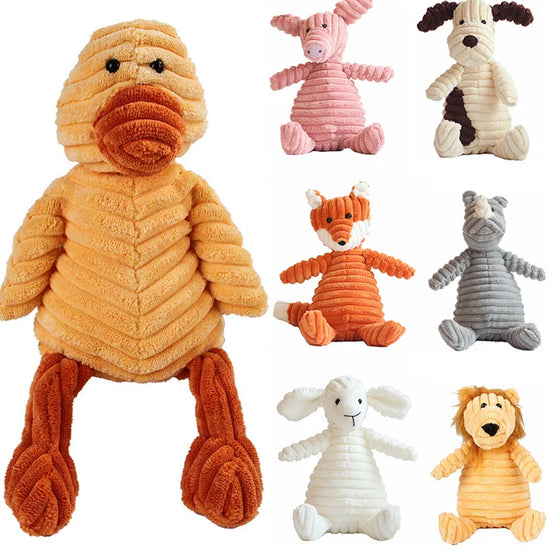 Corduroy Squeaky Animal Dog Toy