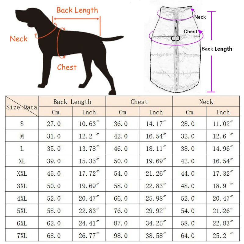 "Winter Warm Dog Vest Jacket - Insulated Pet Coat for Small to Large Dogs (S-7XL)"
