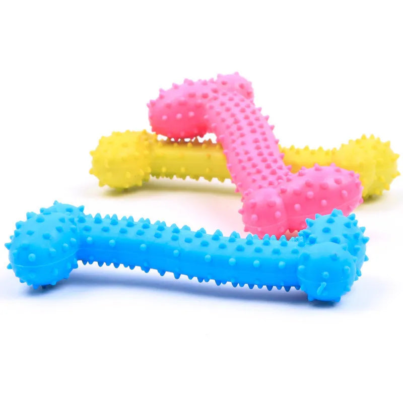 "Cute Rubber Dog Chew Toy - Bite Resistant Non-Toxic Interactive Toy for Small Dogs and Puppies"