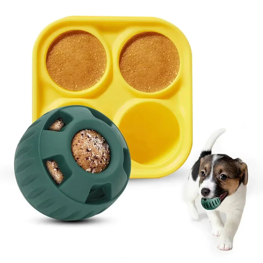 "Silicone Dog Treat Mold Tray - Reusable Pupsicle Maker for Frozen Treats and Interactive Boredom Relief"