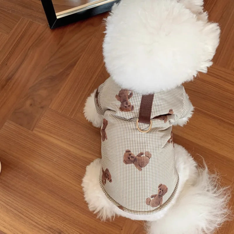 Winter Dog Jacket with Hat - Bear Print