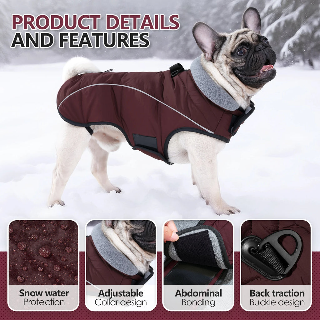 Waterproof Winter Dog Jacket with Turtleneck