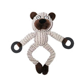 Plush toy zebra with brown mane and hooves on a white background