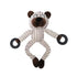 Plush toy zebra with brown mane and hooves on a white background