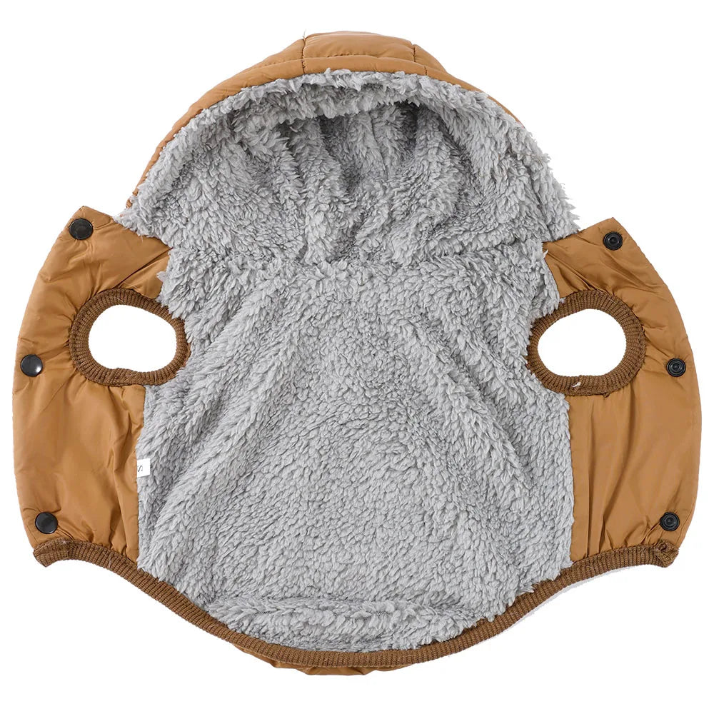 Winter Pet Jacket with Fleece Hooded Overalls