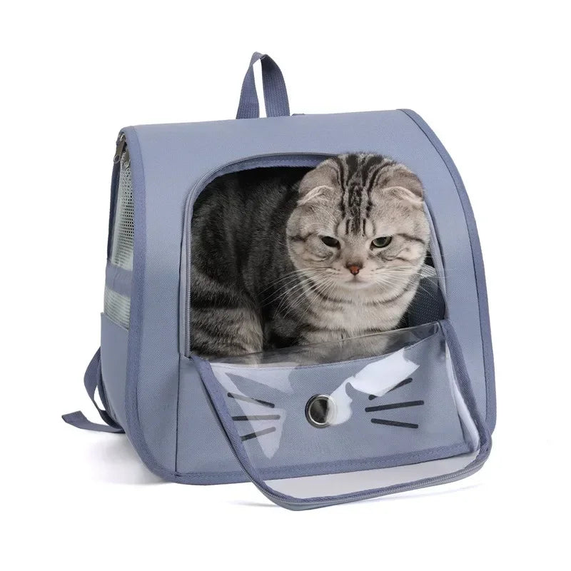 "Pet Carrier Backpack - Breathable Portable Cat and Small Dog Travel Bag for Outdoor Adventures"