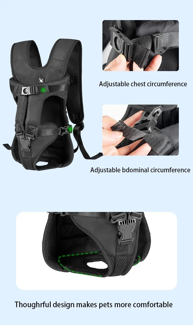 "Front-Facing Pet Carrier Backpack - Travel Bag for Small to Medium Dogs and Cats"