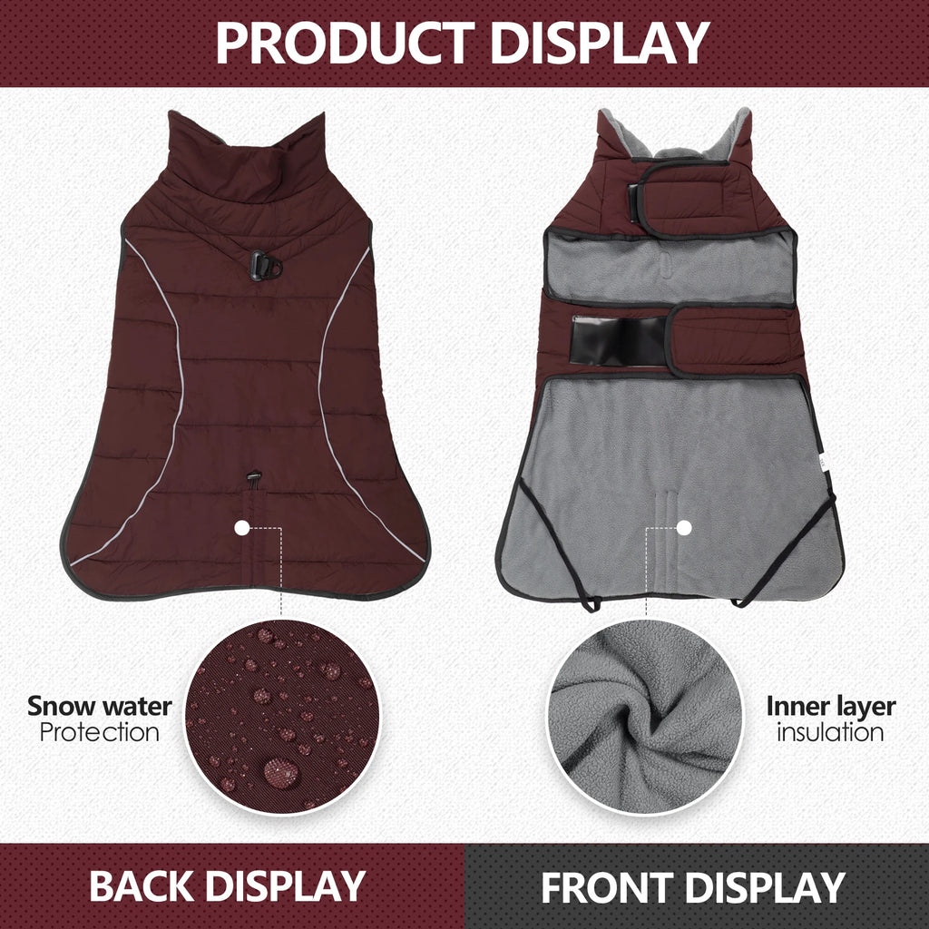 Waterproof Winter Dog Jacket with Turtleneck