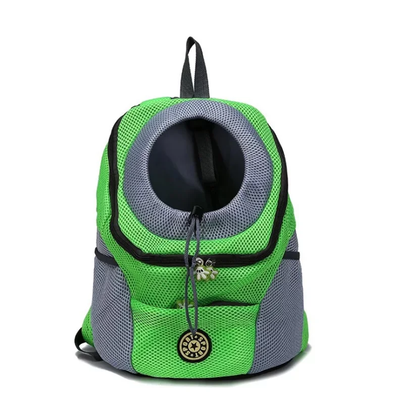 "Portable Pet Backpack Carrier - Mesh Front-Facing Double Shoulder Bag for Dogs and Cats"