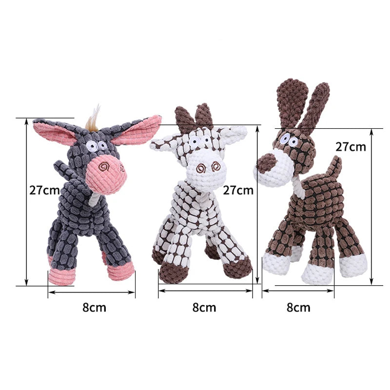 "Donkey Plush Dog Toy - Durable Squeaky Stuffed Toy for Large Dogs and Aggressive Chewers"