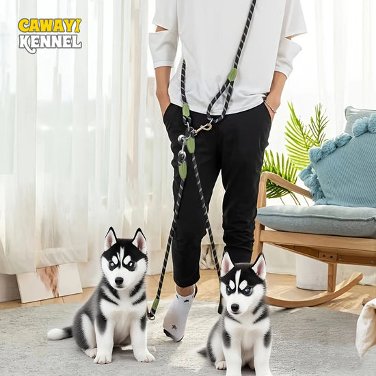 Hands-Free Dual Dog Leash for 2 Dogs — Reflective, 360° Swivel
