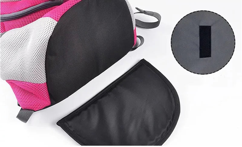 "Portable Pet Backpack Carrier - Mesh Front-Facing Double Shoulder Bag for Dogs and Cats"