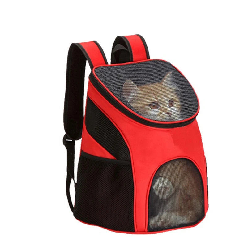 "Foldable Pet Travel Backpack - Breathable Carrier Bag for Cats and Dogs on the Go"