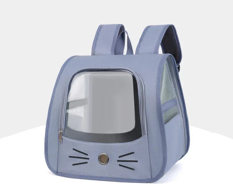 "Pet Carrier Backpack - Breathable Portable Cat and Small Dog Travel Bag for Outdoor Adventures"