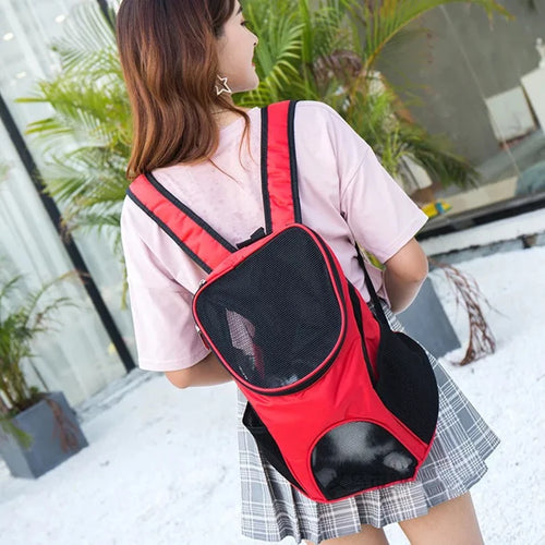 "Foldable Pet Travel Backpack - Breathable Carrier Bag for Cats and Dogs on the Go"