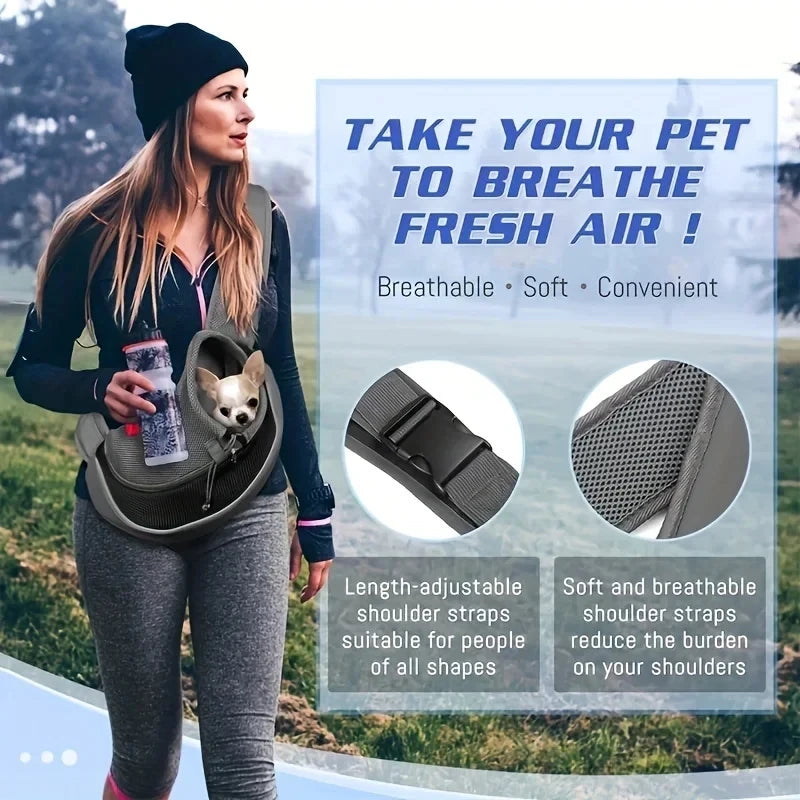 "Portable Pet Carrier Bag - Crossbody Shoulder Bag for Cats and Small Dogs on the Go"