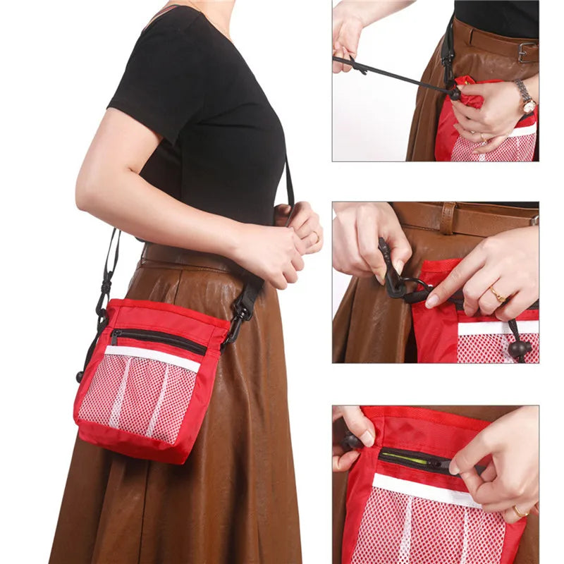 "Pet Training Treat Pouch - Multifunctional Crossbody Waist Bag for Dog Walking and Training"
