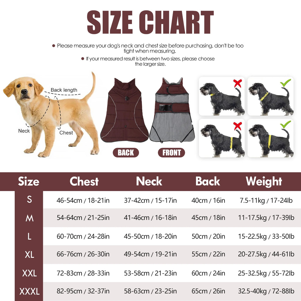 Waterproof Winter Dog Jacket with Turtleneck