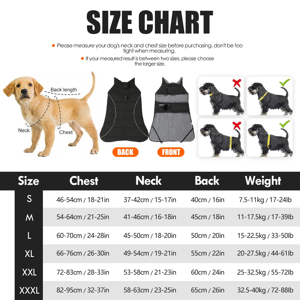 Waterproof Winter Dog Jacket with Turtleneck