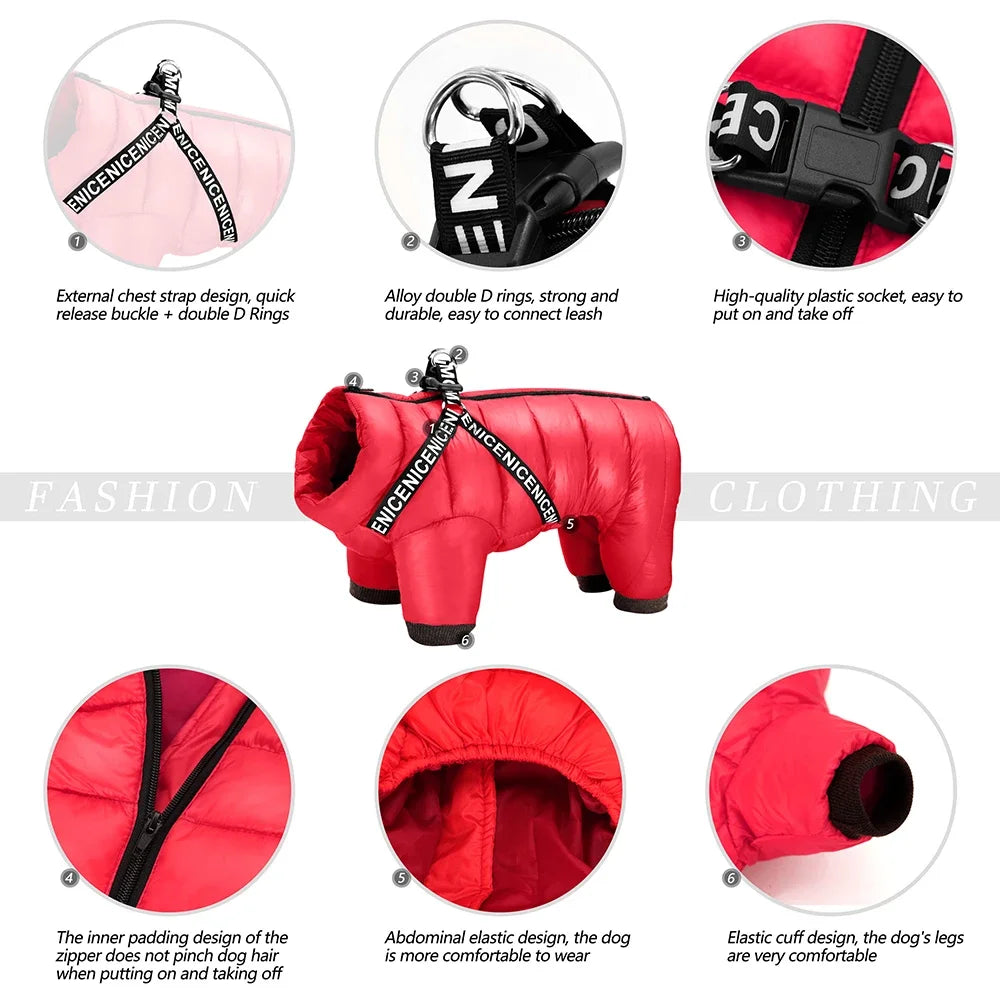 Winter Dog Clothes with Built-in Harness