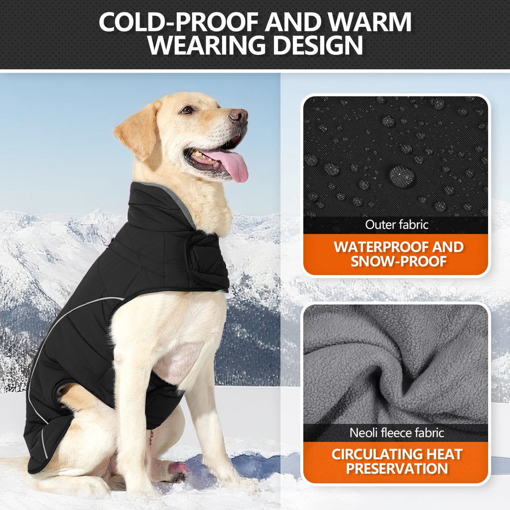 Waterproof Winter Dog Jacket with Turtleneck