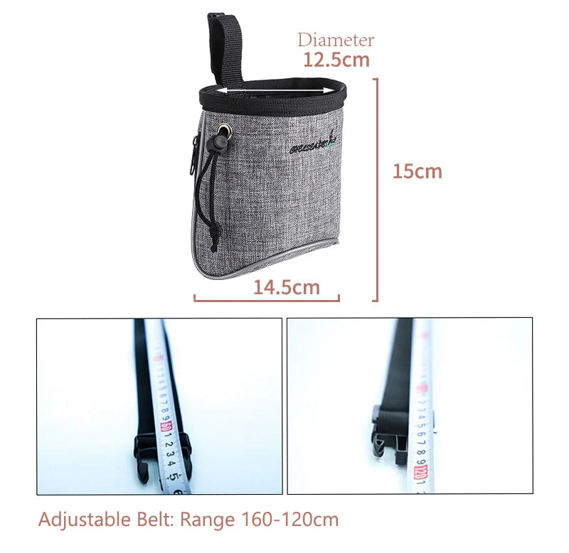 "Dog Training Treat Pouch with Poop Bag Dispenser - Multi-Pocket Bag for Treats, Toys, and Kibble"