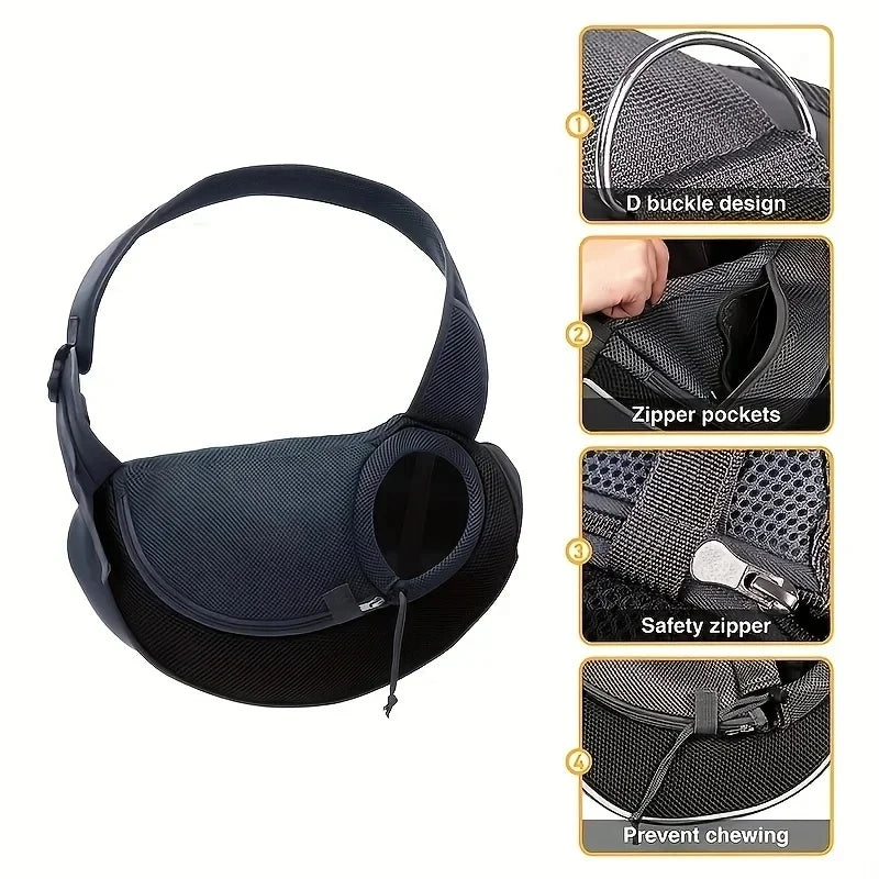 "Portable Pet Carrier Bag - Crossbody Shoulder Bag for Cats and Small Dogs on the Go"