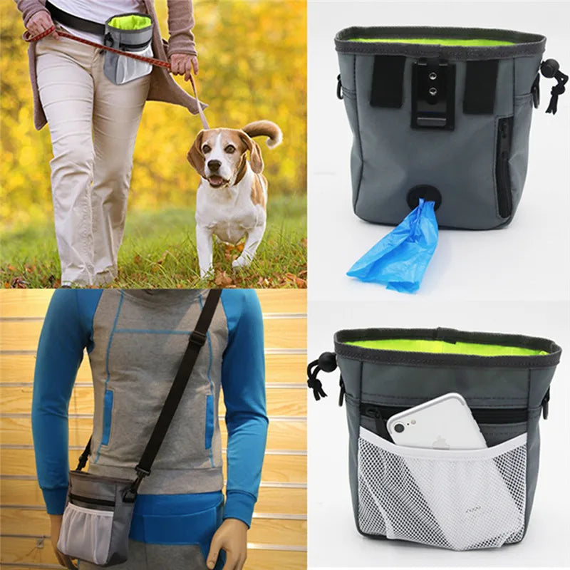 "Pet Training Treat Pouch - Multifunctional Crossbody Waist Bag for Dog Walking and Training"