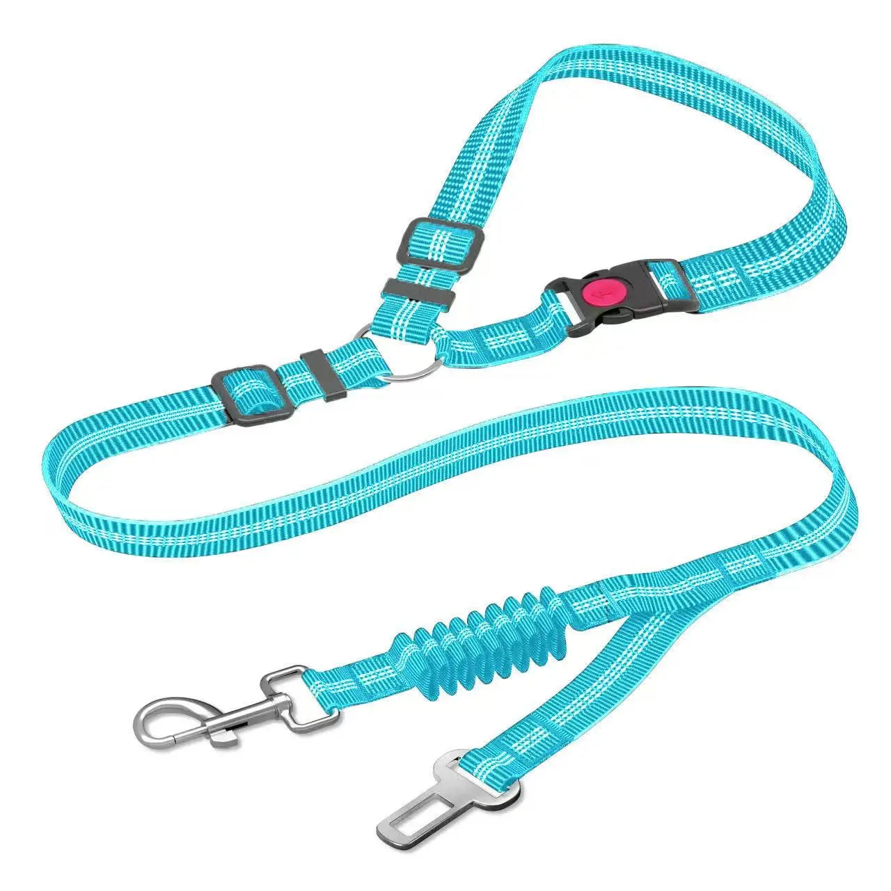 "Dog Seat Belt for Car - Dual-Use Adjustable Bungee Leash for Vehicle Safety and Headrest Attachment"