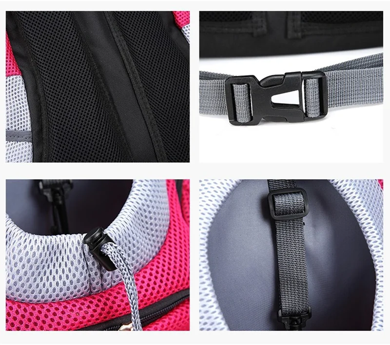 "Portable Pet Backpack Carrier - Mesh Front-Facing Double Shoulder Bag for Dogs and Cats"