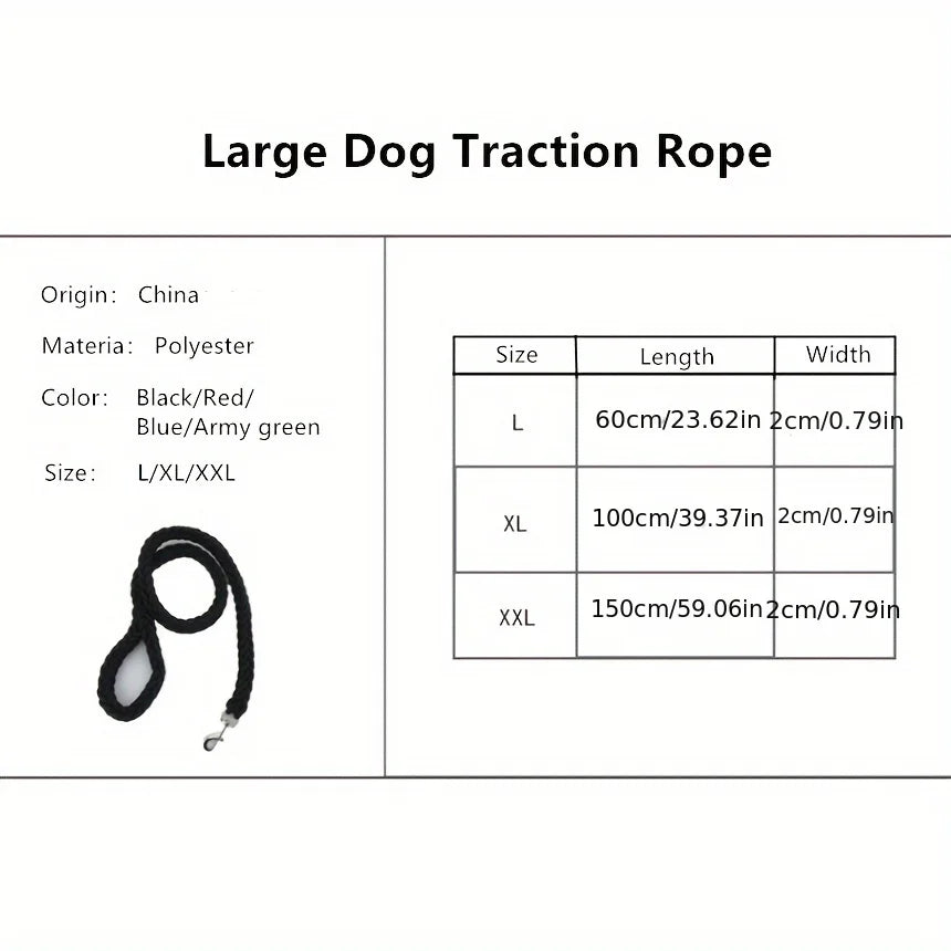 1.3m braided nylon dog leash handle and grip detail