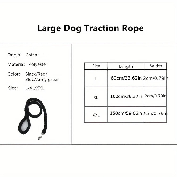 1.3m braided nylon dog leash handle and grip detail