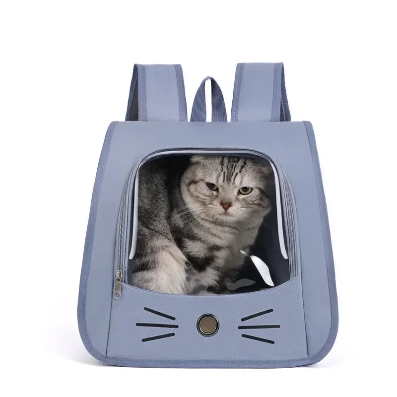"Pet Carrier Backpack - Breathable Portable Cat and Small Dog Travel Bag for Outdoor Adventures"