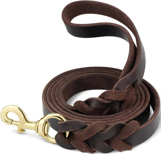 Braided Genuine Leather Dog Leash