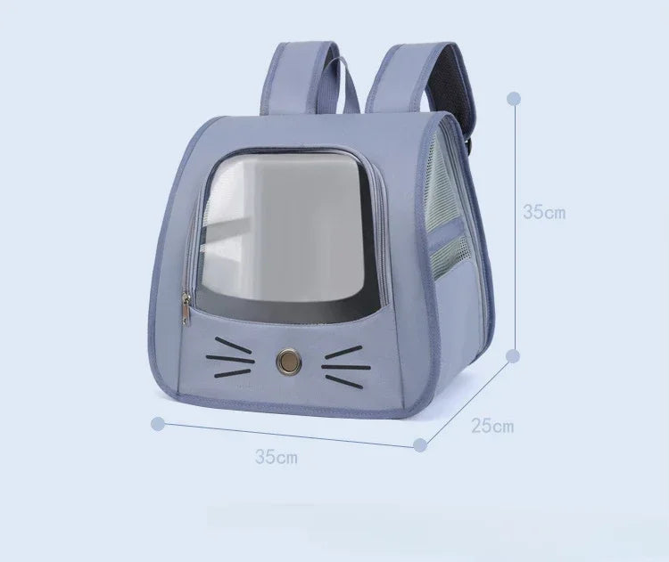 "Pet Carrier Backpack - Breathable Portable Cat and Small Dog Travel Bag for Outdoor Adventures"