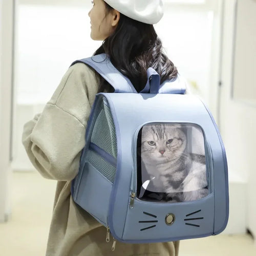 "Pet Carrier Backpack - Breathable Portable Cat and Small Dog Travel Bag for Outdoor Adventures"