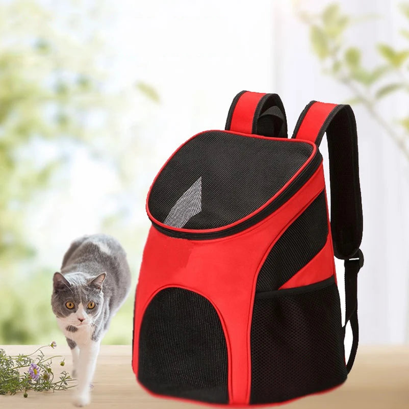 "Foldable Pet Travel Backpack - Breathable Carrier Bag for Cats and Dogs on the Go"