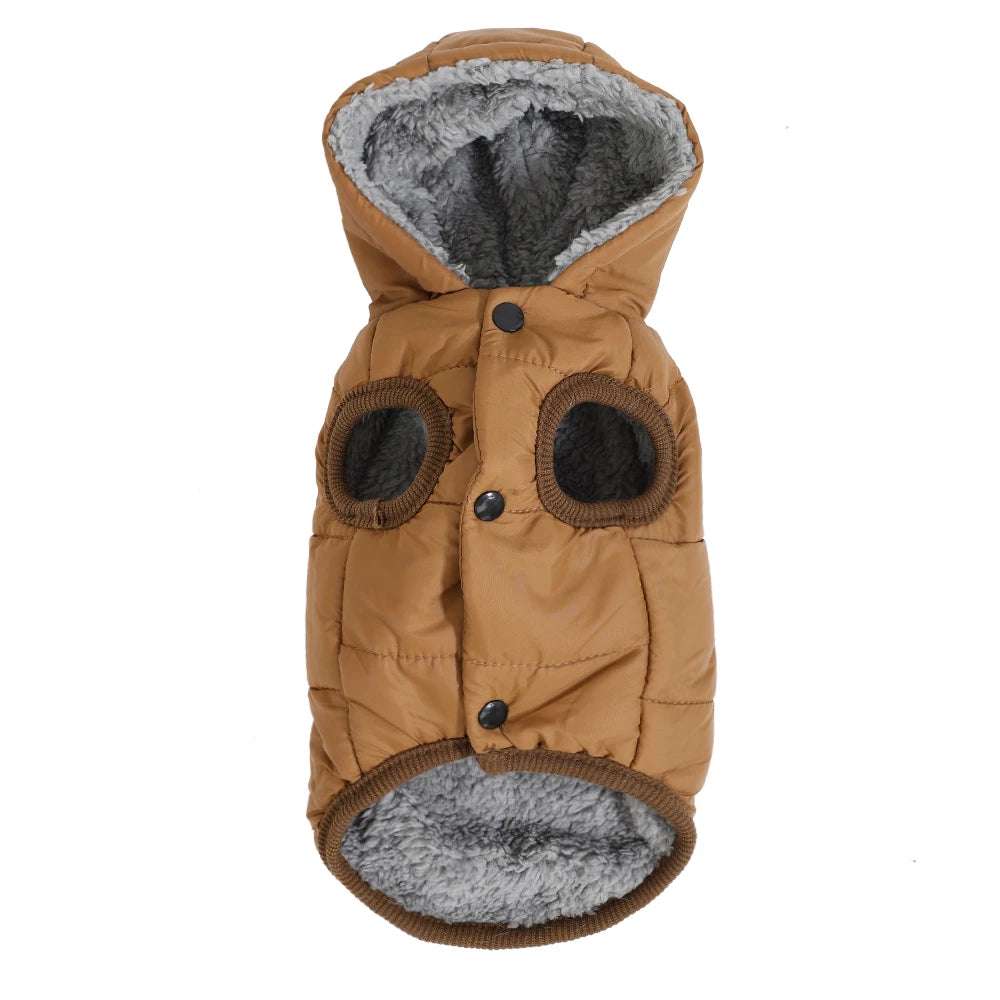 Winter Pet Jacket with Fleece Hooded Overalls