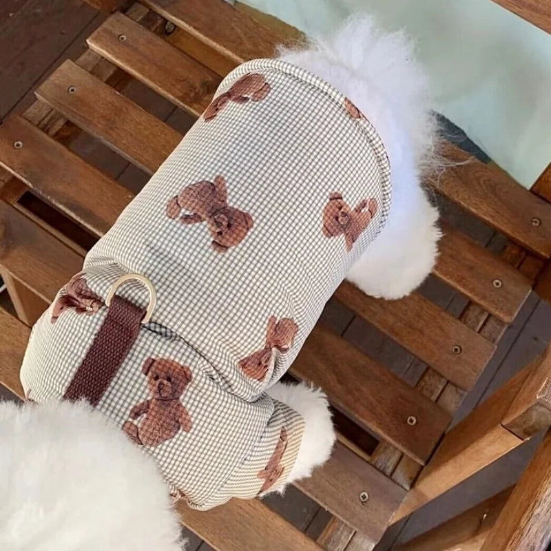 Winter Dog Jacket with Hat - Bear Print