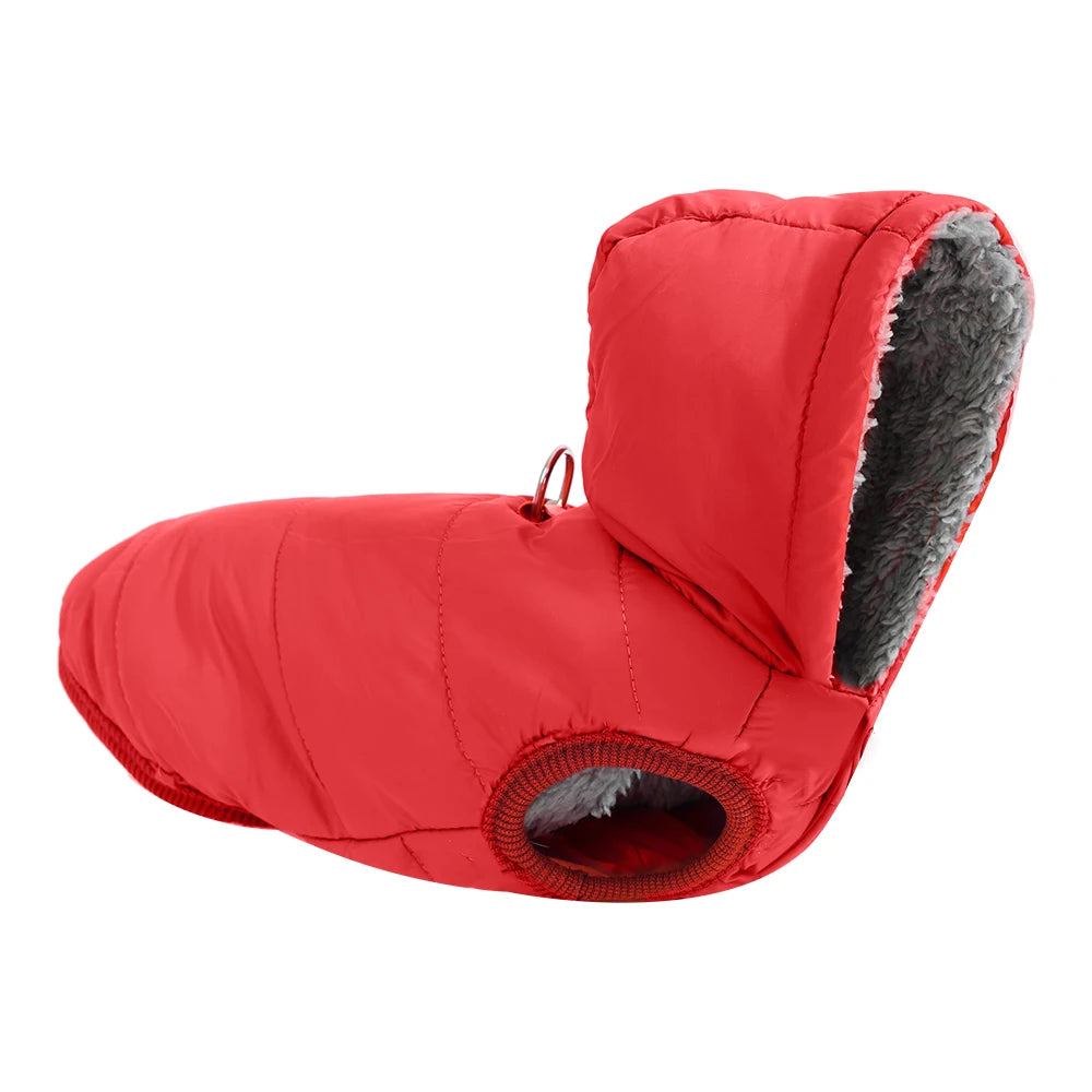 Winter Pet Jacket with Fleece Hooded Overalls