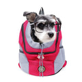 "Portable Pet Backpack Carrier - Mesh Front-Facing Double Shoulder Bag for Dogs and Cats"