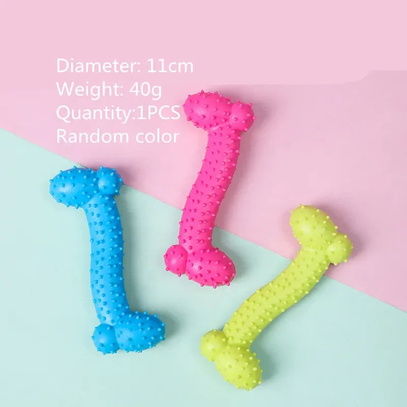 "Cute Rubber Dog Chew Toy - Bite Resistant Non-Toxic Interactive Toy for Small Dogs and Puppies"