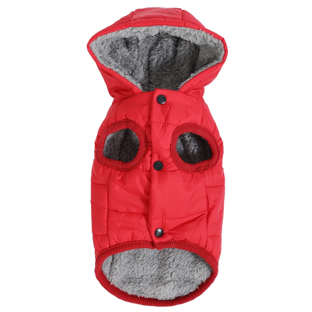 Winter Pet Jacket with Fleece Hooded Overalls