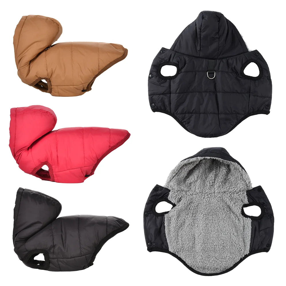 Winter Pet Jacket with Fleece Hooded Overalls