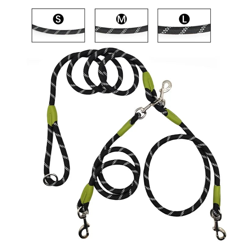 1 PC Hands Free Dog Leash for 2 Dogs Reflective Running Dual Dog Leash 360° Swivel Leash for Pet Outdoor Walking Jogging Hiking