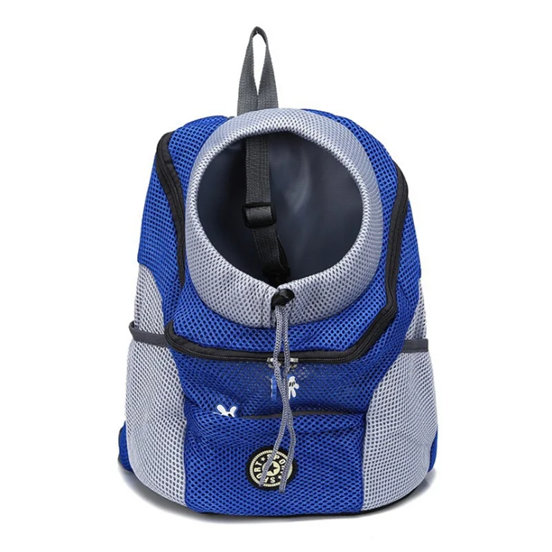 "Portable Pet Backpack Carrier - Mesh Front-Facing Double Shoulder Bag for Dogs and Cats"
