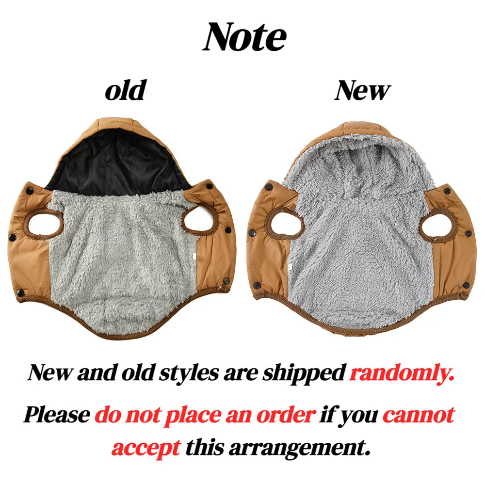 Winter Pet Jacket with Fleece Hooded Overalls